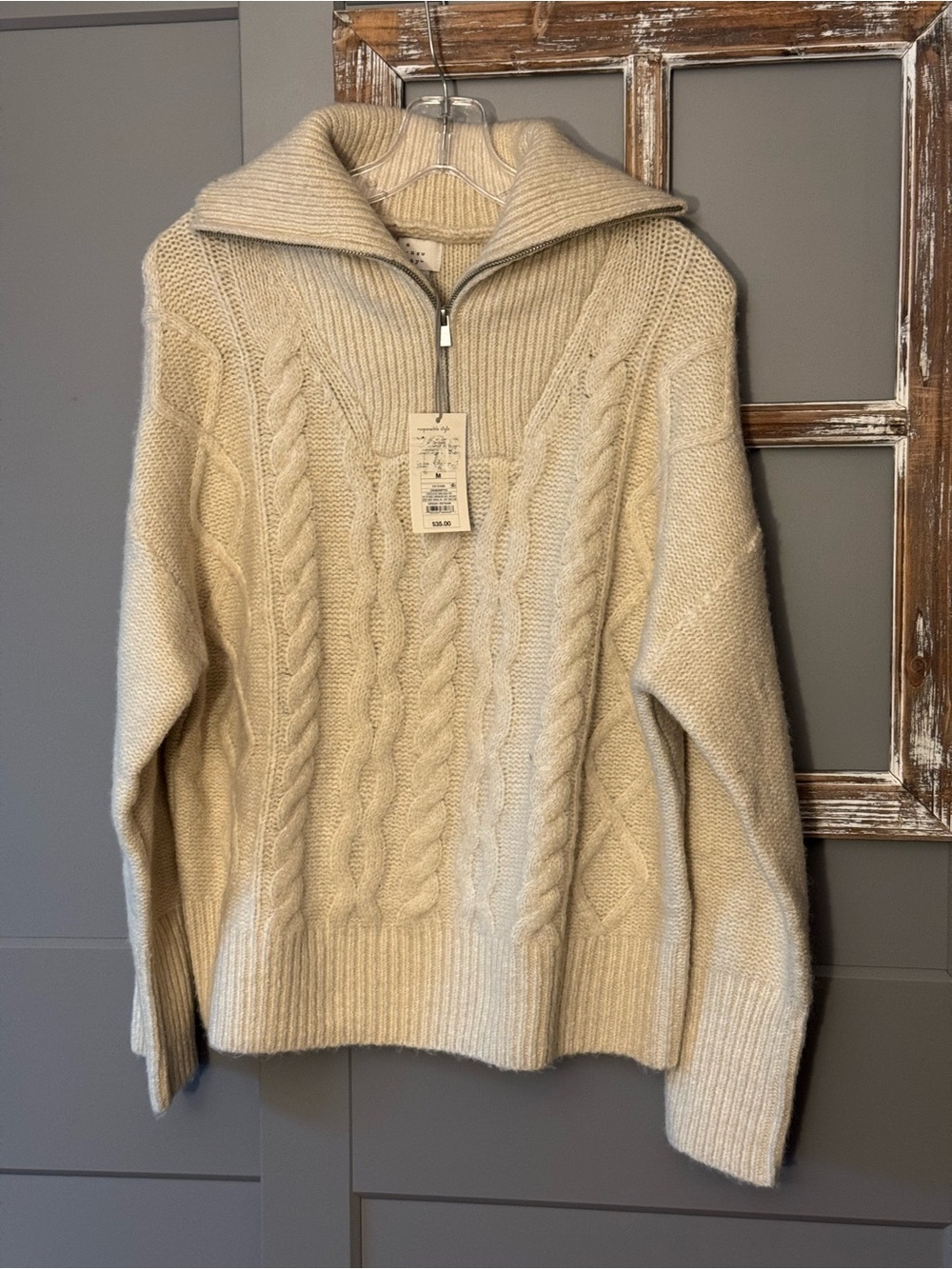 Target Cream Cable-Knit Zip Sweater M/W